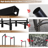 KYATE 4ft Firewood Rack Outdoor with Cover Fireplace Wood Storage Heavy Logs Stand Stacker Holder Strong Lumber Racks Outside for Courtyard Patio KYATE