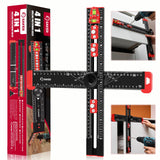 Saker 4-in-1 Drilling Positioning Ruler, Adjustable 13.78in Multifunctional T Square Ruler, Cabinet Hardware Jig, Marking Gauge Tools for Woodworking, Cabinet Drawer Door Hole Drilling Template Saker