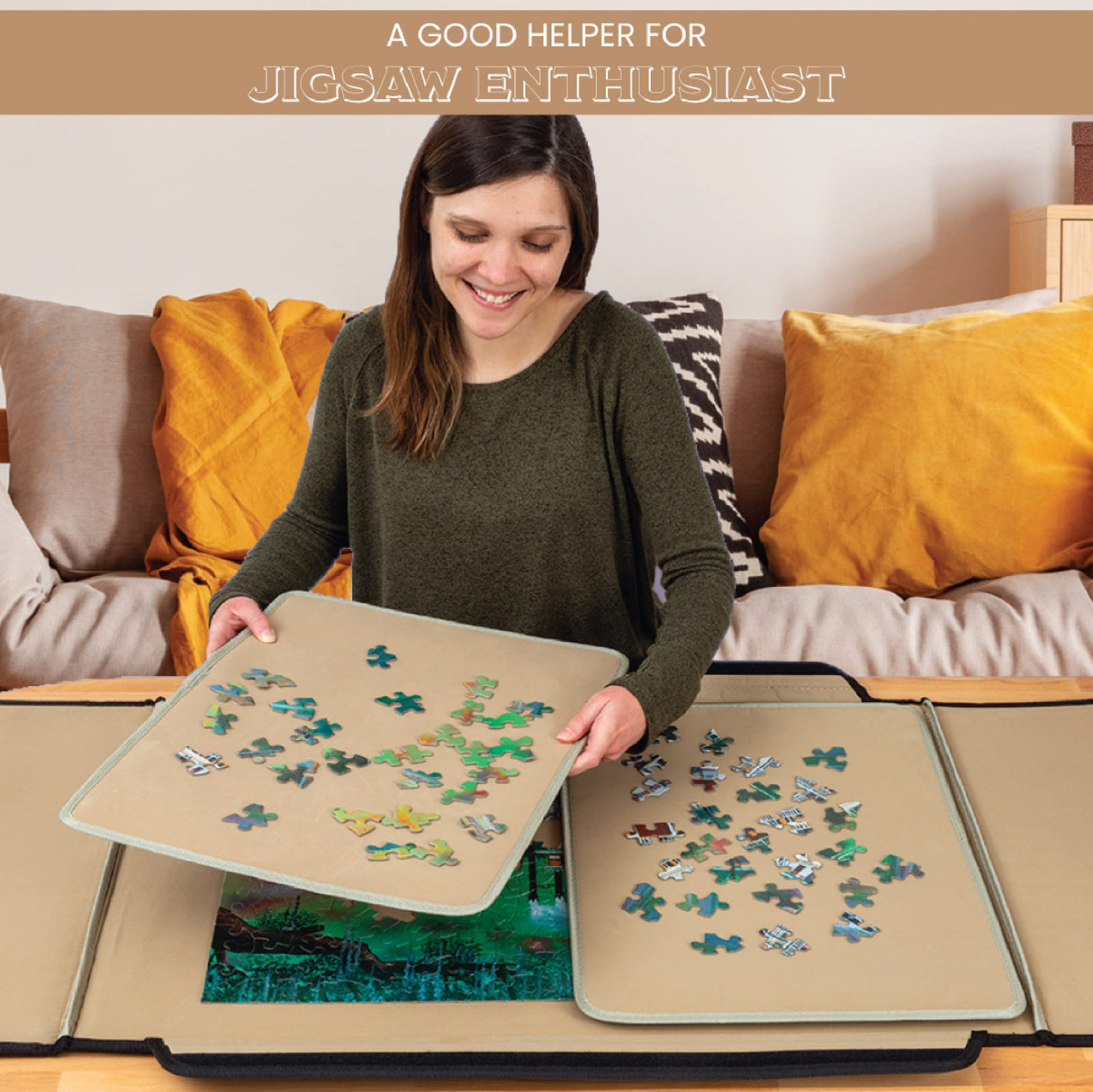 Bits and Pieces - 1000 Piece Size Porta-Puzzle Jigsaw Caddy - Puzzle Accessories - Puzzle Table - 22½" X 31½" Bits and Pieces