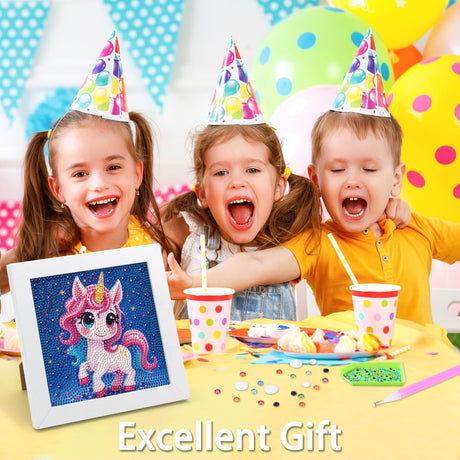 lesaonsy Diamond Painting Kit with Frame - 6 Inch Pre-Framed Animal Art | Beginner-Friendly DIY Craft Gift for Teens & Adults | Complete Set with Tools, Gem Art Kits Gift (Cartoon Unicorn) lesaonsy