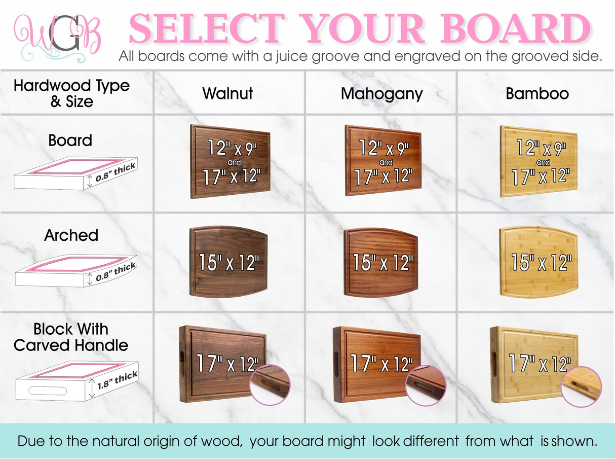 Personalized Cutting Board, Custom Wedding, Anniversary or Housewarming Gift Idea, Wood Engraved Charcuterie, for Friends and Family, Swirled Initial Design 080 Wedding Gift Boutique