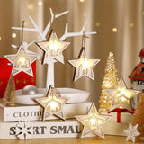 Tujoe 6 Pcs Christmas Nativity Scene Ornament LED Light up Nativity Christmas Ornament Cutout Jesus Wood Acrylic 3D Cut Nativity Wooden Set Christmas Hanging Ornament for Xmas Tree Decorations (Star) Tujoe