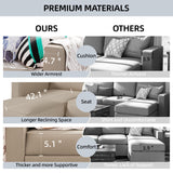 Shintenchi Convertible Sectional Sofa Couch, Modern Linen Fabric L-Shaped Couch 3-Seat Sofa Sectional with Reversible Chaise for Small Living Room, Apartment and Small Space (Light Brown) Shintenchi