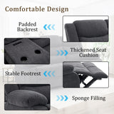 Korser Recliner Sofa, Reclining Loveseat with Console, Oversized Reclining Couch with Drop Down Table, 3-Seater Sofa with Cup Holder and Recessed Power Strip, Grey Korser