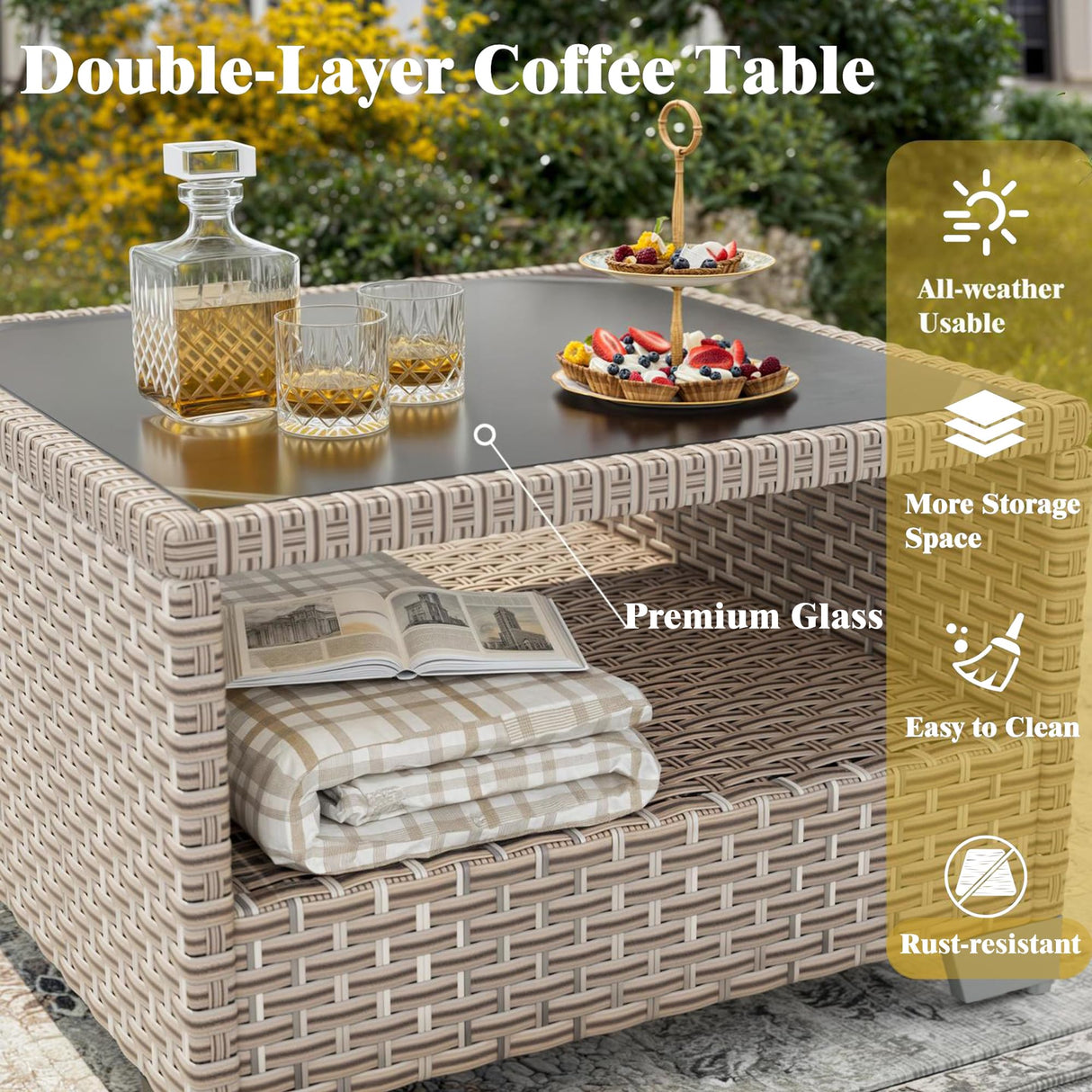 Aukreolis 10 Pieces Patio Furniture Set, Outdoor Sectional Wicker Sofa with Thick Cushions and Storage Coffee Table, Rattan Patio Conversation Sets for Deck Yard Poolside, Black Aukreolis