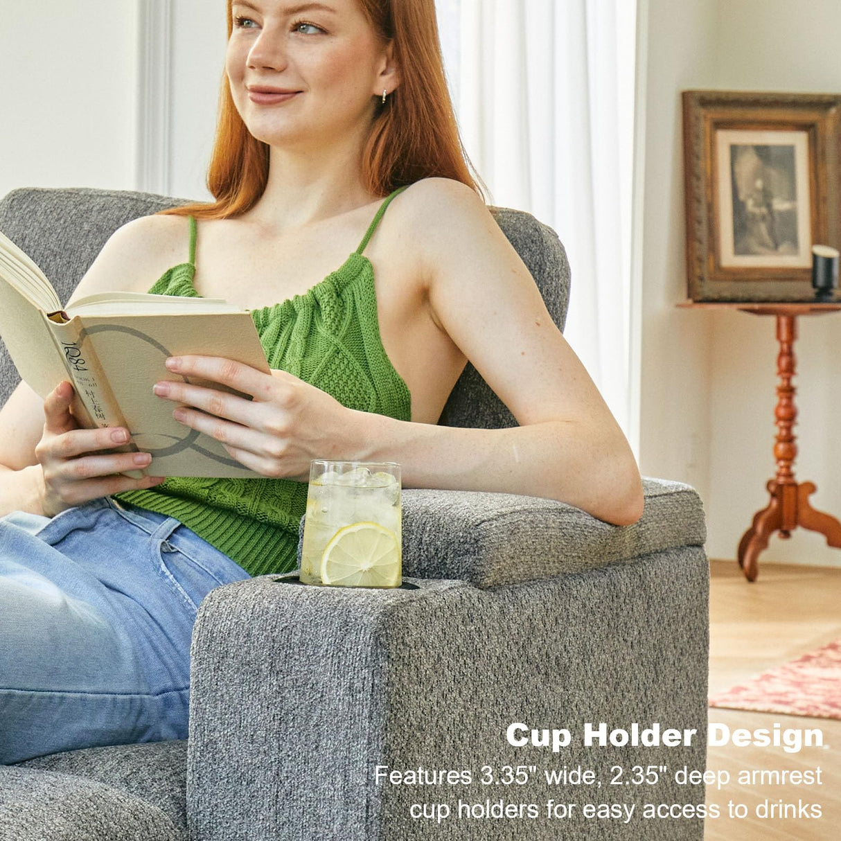 Belffin Chenille Modular Sectional Sofa Convertible L Shaped Corner Couches for Living Room with Storage Armrest with Cup Holder Light Grey Couch Belffin