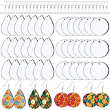 Duufin 120 Pcs Sublimation Earring Blanks with Earring Hooks and Jump Rings Heat Transfer Earring Blank Unfinished MDF Round & Teardrop Earring Blank for Christmas Valentine Halloween Women DIY Duufin