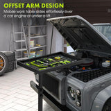 OLBRUS Adjustable Work Table with Wheels, Mechanic Rolling Tool Tray Table for Garage Repair Shops DIY, 220LBS Capacity Mobile Heavy Duty Steel Tool Cart OLBRUS