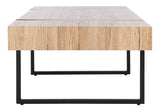 SAFAVIEH Home Collection Tristan Modern Rectangular Coffee Table COF7000B, 43.3" W x 23.6" L x 15.7" H, Natural/Black Metal Legs Safavieh