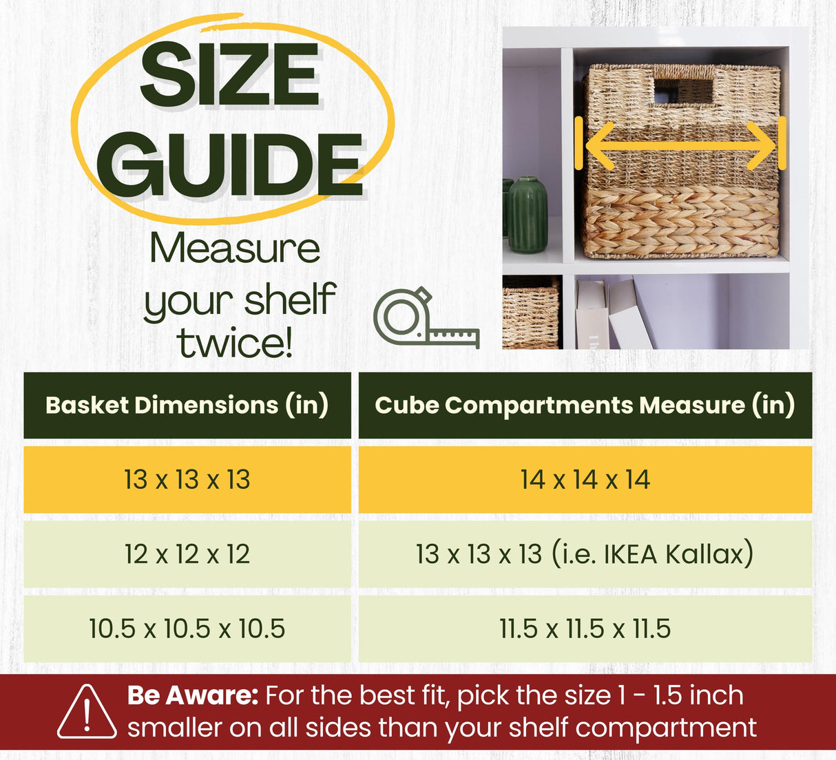 CHI AN HOME 13x13 Storage Cube Bins, Wicker Storage Basket for Cube Shelf, Natural Foldable Cube Storage Bin, Cube Storage Baskets, Large Woven Baskets, Square Wicker Baskets for Organizing Set of 4 Chi An Home