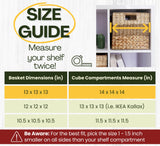 CHI AN HOME 13x13 Storage Cube Bins, Wicker Storage Basket for Cube Shelf, Natural Foldable Cube Storage Bin, Cube Storage Baskets, Large Woven Baskets, Square Wicker Baskets for Organizing Set of 4 Chi An Home