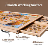1500 Pieces Rotating Puzzle Board with 6 Storage Drawers & Protective Cover - Wooden Jigsaw Puzzle Table for 1500 Pieces - for Family Games, Home Entertainment & Puzzle Building FUNbelievable!