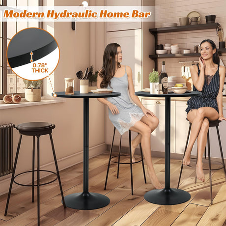 40-Inch High Top Round Bar Table with Metal Base - Sturdy Small Bistro Drink Table for Home & Kitchen Spaces BORGEBY