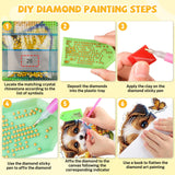 Bowetile Dog Diamond Art Hanging Kits for Adults Kids, 5D Special Shape Diamond Painting Sunflowers Pendant Kits, Animal Gem Art Suncatchers Painting Window Ornament for Home Garden Wall Decor Bowetile