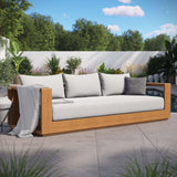 Modway Tahoe Acacia Wood Outdoor Patio Sofa in Natural Light Gray with Weather-Resistant Cushions - Ideal as a Porch Couch or Sunroom Sofa Modway