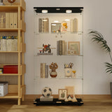 nifoti 4-Shelf Glass Display Cabinet with LED Lights and Lock,Curio Cabinets Display Case with 2 Door,Tempered Glass Collection Display Showcase for Living Room,Exhibition Hall 64.7"x 32"x 14.4" Black nifoti