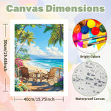 Ceiomez Paint by Numbers Kit for Adults Beach, Beach Paint by Numbers Kit for Adults, Adult Paint by Number Kits on Canvas for Home Decor Gift Art Work 16x20in Ceiomez