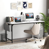 Tangkula 60" Conference Desk Set of 4, Modern Boardroom Desk with Storage Bag, Headphone Hook, Sturdy Metal Frame, Rectangular Seminar Table with Charging Station Tangkula