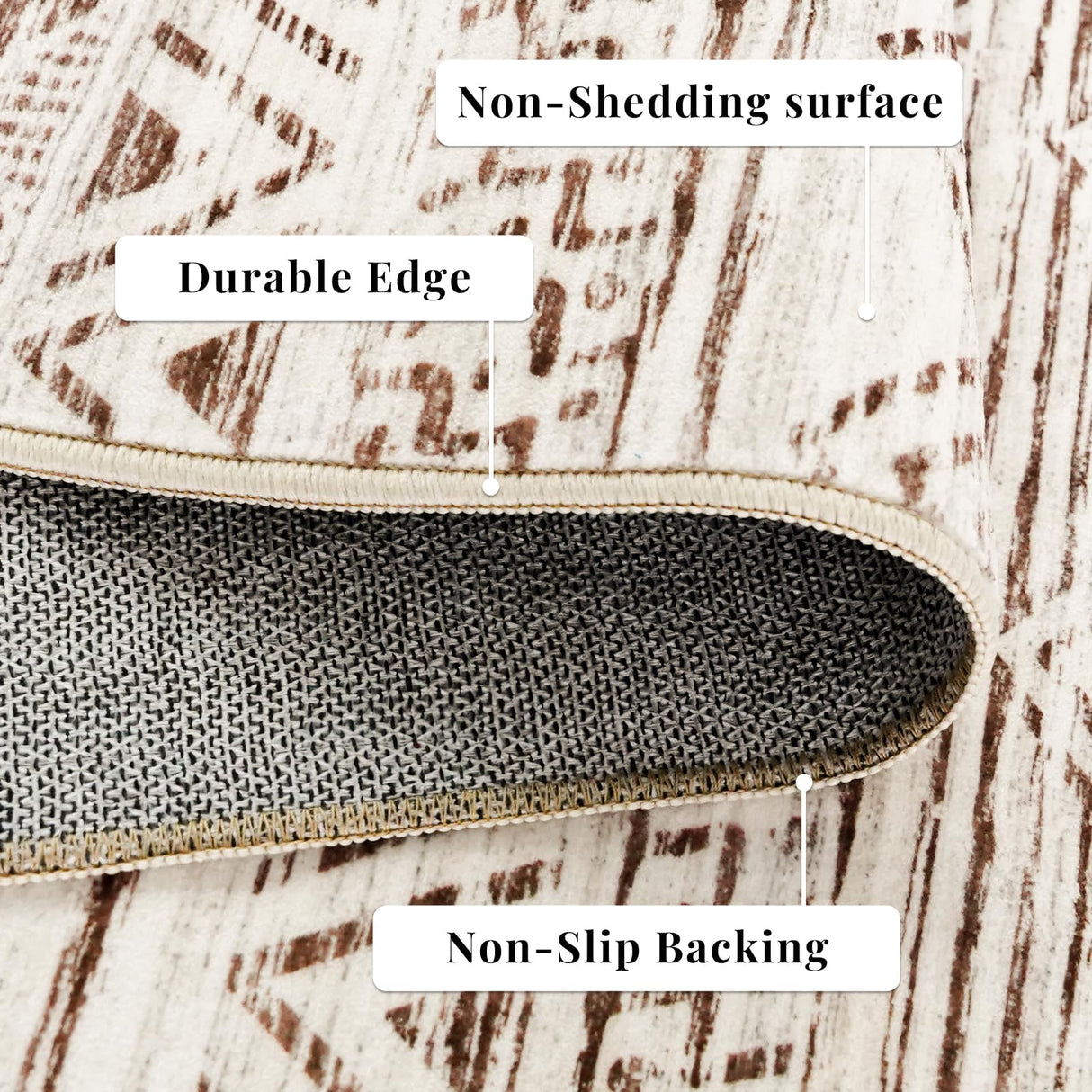 Moroccan Washable Hallway Runner Rug - 2'6"x12' Non Slip Floor Mat for Kitchen Low Pile Living Room Carpet with Rubber Backing Bedroom Rugs for Entryway 2'6"x12' Beige Ksrau