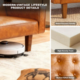 gkxjtzo 74" Faux Leather Futon Sofa Bed Small Space Sleeper Couch, Adjustable Backrest, Mid-Century Modern Loveseat for Living Room, Bedroom, Apartment(Brown) gkxjtzo