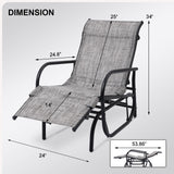 Patio Lounge Chairs Set of 2, Outdoor Glider Recliner Chair Set, 2 PCS Rocking Chairs with Breathable Mesh Fabric Swing Chairs with Foot Rest for Sunbathing, Lawn, Garden or Pool, Grey Garturects