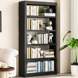 CBNTKI 5 Tier Metal Bookshelf,69'' Tall Heavy Duty Bookcase with Adjustable Shelves,Black Large Modern Bookshelves,Industrial Open Bookcases for Library,Office,Study Room,Living Room CBNTKI