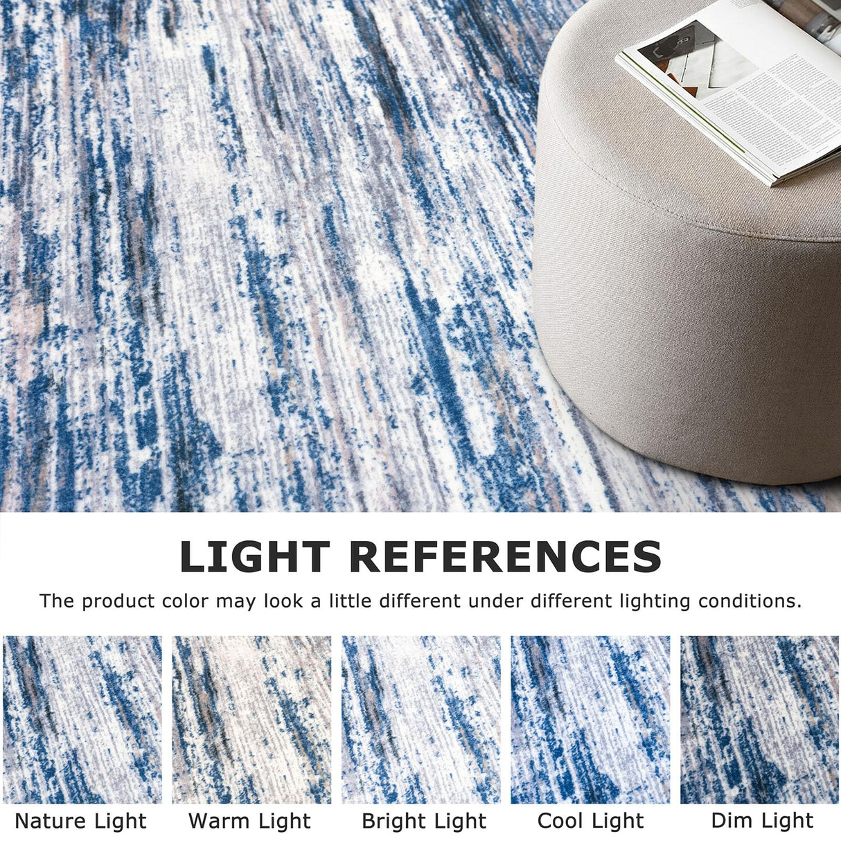 SIILOOM 2x6 Navy Blue Gray Neutral Multi Modern Abstract Runner Rug for Hallways, Super Soft Hallway Decor Kitchen Rugs with Non-Slip, Non-Shedding Washable Rug for Hallways Entryway Bedroom Indoor SIILOOM