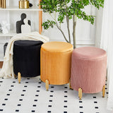 Mxfurhawa Round Ottoman Foot Stool with Storage and Metal Legs for Living Room Bedroom, Velvet Upholstered Footrest Stool Support 300lbs Modern Padded Seat Ottoman Coffee Table (Cream) Mxfurhawa