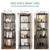 GIOTORENT 5 Tier Standing Shelving Metal Units, Adjustable Height Wire Shelf Display Rack for Laundry Bathroom Kitchen 11.8 W x 11.8 D x 50 H (5-Tier, Black) GIOTORENT