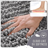 Yimobra Bathroom Rugs Non Slip Washable - Ultra Soft Absorbent Chenille Bath Mat, Quick Dry Shaggy Floor Carpet for Tub Shower, Gray Home Decor Accessories, 24x17 Inch Yimobra