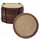 Mckanti 5 Pack Wood Coasters for Drinks with Cotton Coasters Insert, Wooden Coasters with Holder for Coffee Table Decor, Absorbent Coasters for Kinds of Cups, 4.3 Inches Mckanti