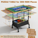 upvercy Large Puzzle Table with 2 Drawers for 300-1500 Piece Puzzles - Rolling Puzzle Table with Adjustable Height & Angle, Puzzle Board with Felt, Cover, Storage Drawer for Adults upvercy