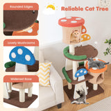 Tangkula Mushroom Cat Tree, Multi-Level Cute Cat Tower with Full-Wrapped Sisal Posts, Scratching Boards & Interactive Balls, 2 Cat Condo, Flower Cat Tree Tower for Indoor Cats Large Adult (57.5 Inch) Tangkula