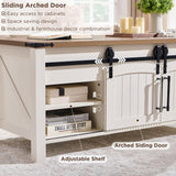 OKD Farmhouse Lift Top Coffee Table with Sliding Door, 48" Large Rustic Center Table with Hidden Storage Compartment, Lifting Tabletop, Adjustable Shelf for Living Room, Office,Antique White OKD