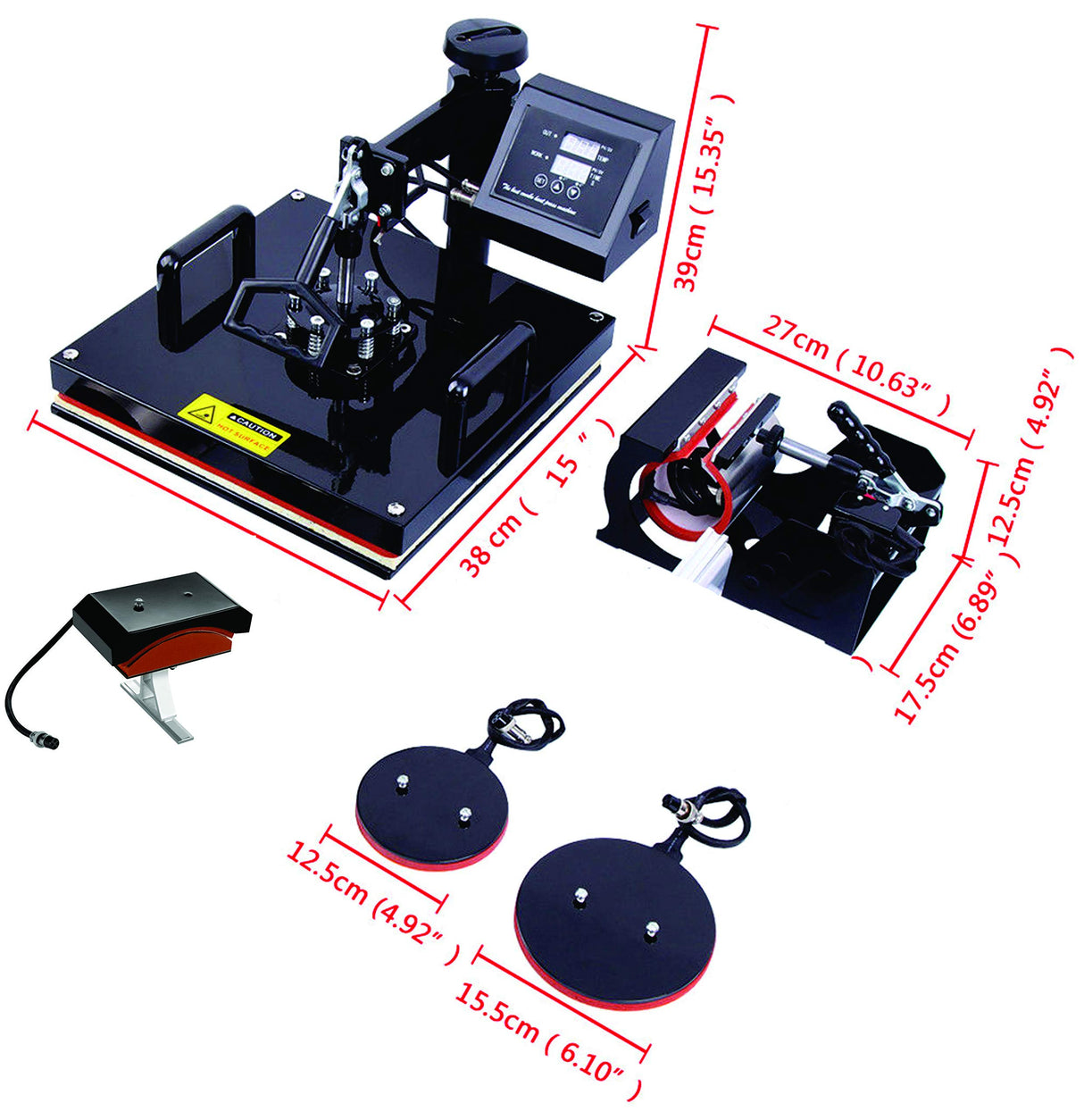 DAVACE Sublimation Printer 15x15in 5in1 Pro Heat Press CISS Blank Materials Combo Kit DAVACE