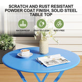 Bistro Table and Chairs Set of 2, 3 Piece Outdoor/Indoor Folding Patio Bistro Sets, 2 Chair Patio Furniture Set with Table, Premium Frame Foldable Coffee Tables for Balcony, Yard, Garden, Blue IDEALHOUSE