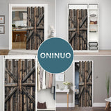 ONINUO Wooden Barn Doors Door Curtains for Doorways, Rustic Farmhouse Art Wood Blackout Curtain for Kids Bedroom Closet, Grommet Thermal Insulated Privacy Door Drapes for Room Divider, 42" W x 80" L ONINUO