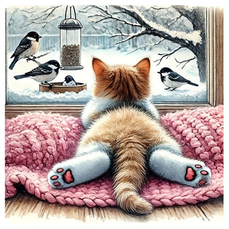 JAKI Cat Diamond Painting Kits for Adults Beginners-Animal Diamond Art Kit for Adults,5D DIY Gem Art Kits for Gift Home Wall Decor(14x14inch) JAKI