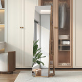 Vlsrka 360° Swivel Jewelry Cabinet with Lights, 63" H Large Capacity Jewelry Armoire with Full Length Mirror, Standing Jewelry Mirror with Storage for Jewelry, 4-in-1 design, Brown Vlsrka