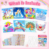 Gem Art Sticker Kit, Arts and Crafts for Kids Age 4-12, 8 Unicorn Princess Themes Diamond Art Kit, Gemstone Sticker Crafts Christmas Birthday Gifts for Girls Ages 4,5,6,7,8 Year Old (Unicorn) Fortand