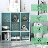 OSCHF 9-Cube Storage Shelf Bookcase - Wooden 3-Tier Floor Standing Open Bookshelf for Home and Office, Display Cabinet, Light Blue OSCHF