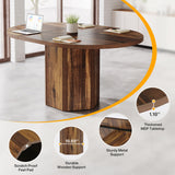 Tribesigns 55.12 Inches Oval Conference Table, Rustic Wood Conference Meeting Room Table for 4-6 People, Small Seminar Table with Polygon Shaped Base for Break Room Office, Large Office Desk, Brown Tribesigns