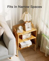 Pipishell Bamboo Stackable End Tables, Wood Living Room Nightstand, Bedside Tables for Bedroom Storage, 2PCS Pipishell