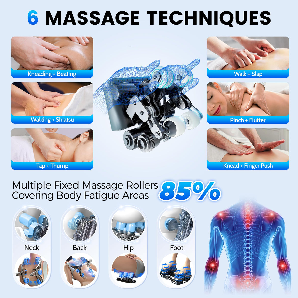 Hitree 4D Massage Chair Full Body, Zero Gravity Recliner with 57'' SL Track, Shiatsu Massage with Body Scan, Deep Yoga Stretch, Foot Rollers, Heating, Upgraded Calf, Bluetooth, Black Hitree