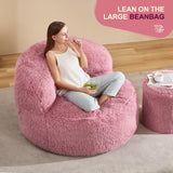 Hobestluk Bean Bag Chair Big Bean Bag Chairs for Adults Giant Adult Bean Bag Chair with Foam Filler Large Beanbags with Stuffed Back Lazy Sofa, Pink -Standard Hobestluk