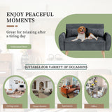 Vongrasig 47" Small Modern Loveseat Sofa, Mid Century Linen Fabric 2-Seat Couch Tufted Love Seat with Back Cushions and Tapered Wood Legs for Living Room, Bedroom and Small Space (Dark Gray) Vongrasig