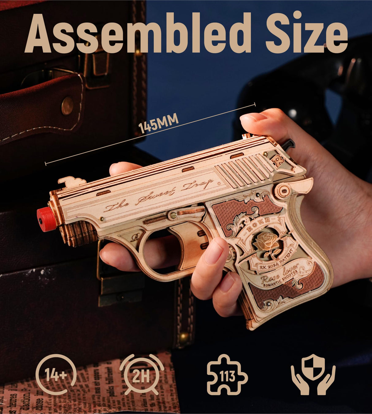 ROKR 3D Wooden Puzzles for Adults,113 Pieces Wooden Puzzle,Model Building Kit for Adults ROKR