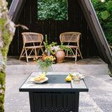 OutVue 30" Propane Fire Pit with Real Ceramic Tabletop, 50000 BTU Gas Firepit Table with Lid & Glass Rock, Outdoor Fire Pit for Dining or Party, Firepit for Outside, Patio, Garden, Yard OutVue