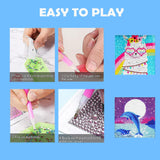 5D Diamond Painting Kits for Kids, Big Gem Diamond Arts Kits for Girls Boys，Alpaca Butterfly Easy Dot Painting Rhinestone Jewel Art，Panda Dog Whale Paint by Stickers for Kids 9-12 ages(6 PACK) DIYDECORFUN