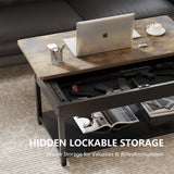 Hidden Gun Storage Safe for Rifles and Pistols, Biometric Fingerprint Gun Safe for Jewelry Money and Ammo, Use as Coffee Table (Honey Brown) Xyvaly